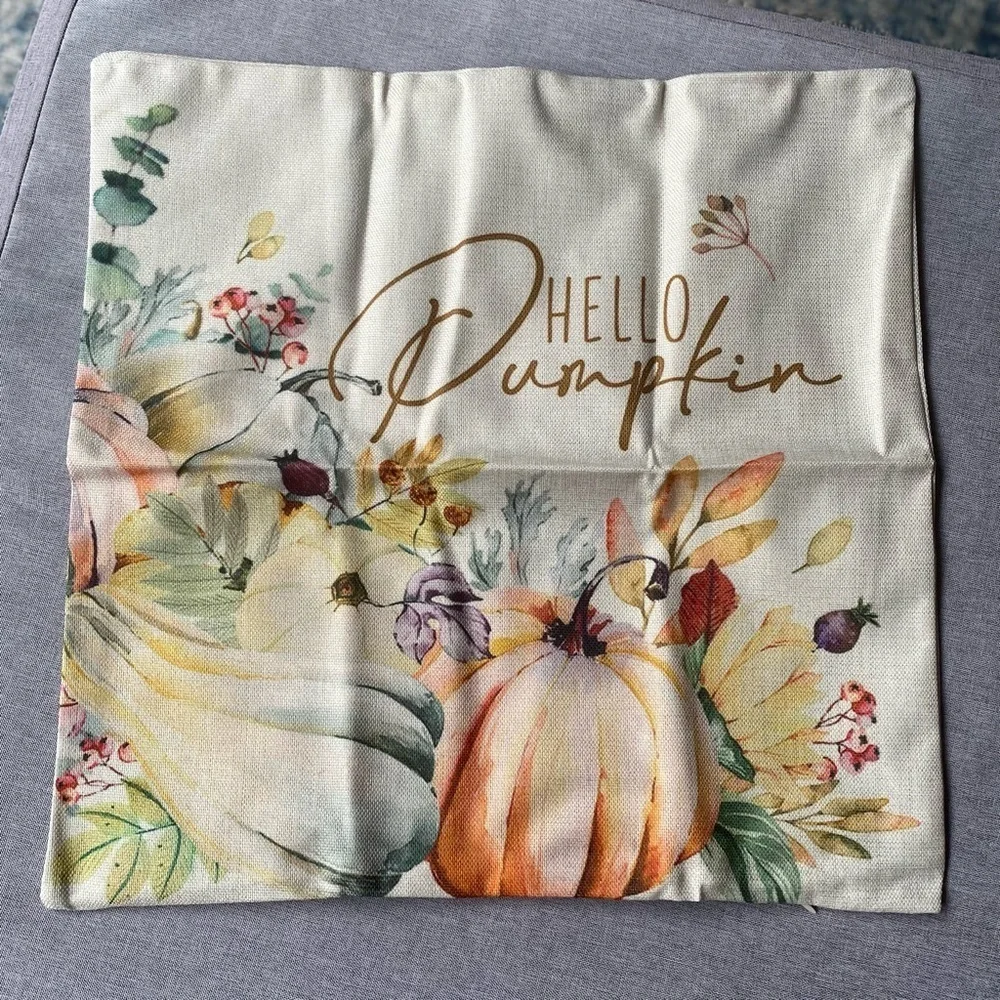 Fall Pillow Covers 18x18 Set of 4 Sunflower Pumpkin Fall Autumn Farmhouse